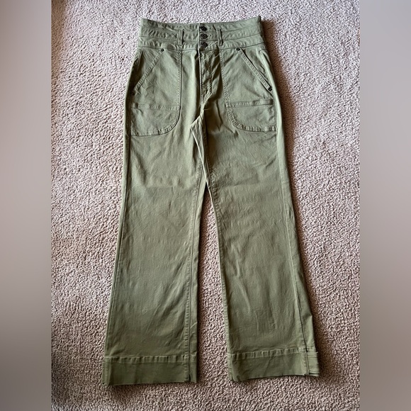 Veronica Beard Marley High-Rise Wide Leg Pants 28 Olive Convertible Ankle Tabs - Picture 7 of 16